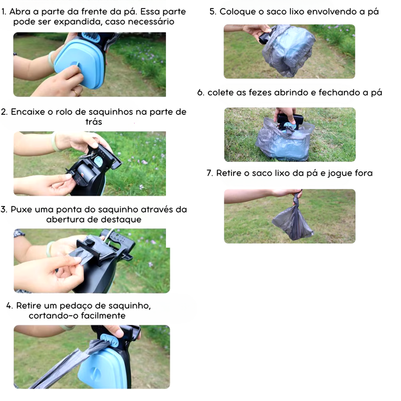 Pá de Coleta Dobrável com Sacos para Pets | Ideal para Viagens e Passeios