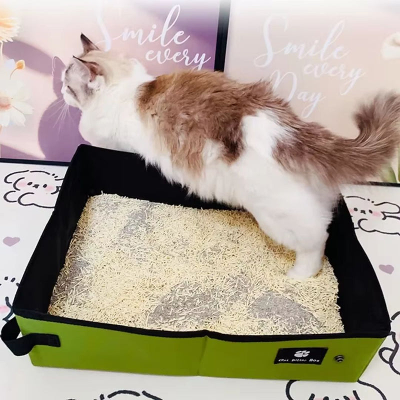 Caixa de Areia Portátil para Gatos – Dobrável, Prática e Confortável para Viagens e Passeios