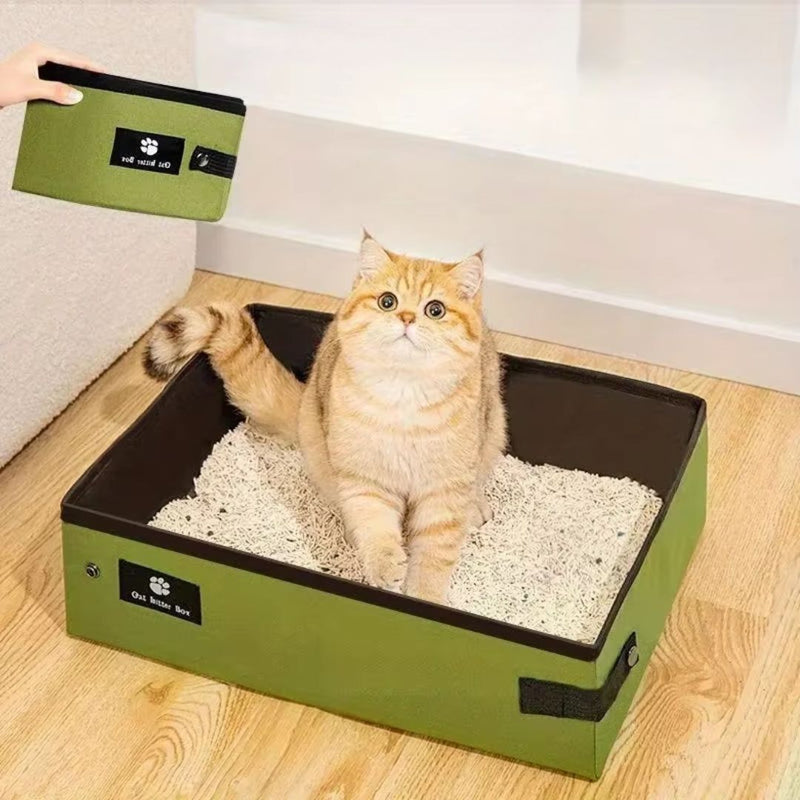 Caixa de Areia Portátil para Gatos – Dobrável, Prática e Confortável para Viagens e Passeios