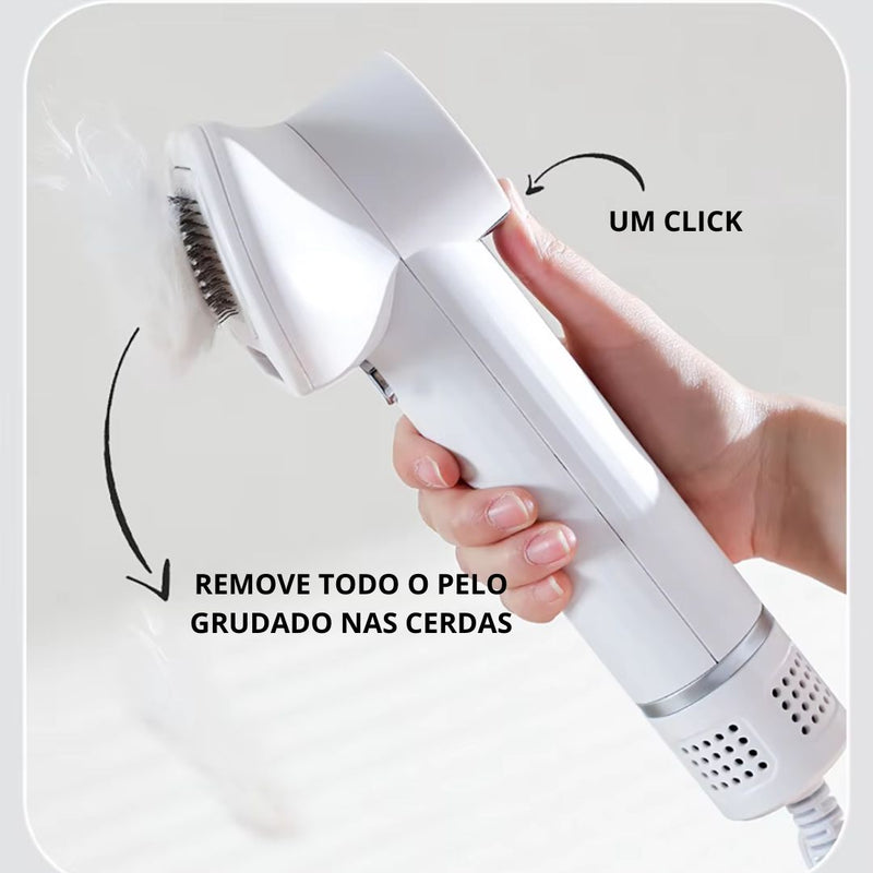 Secador para Pets com Controle de Temperatura | Botão de Expulsão de Pelos nas Cerdas