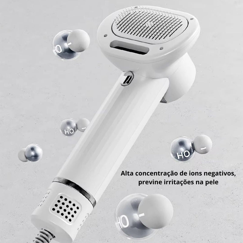 Secador para Pets com Controle de Temperatura | Botão de Expulsão de Pelos nas Cerdas