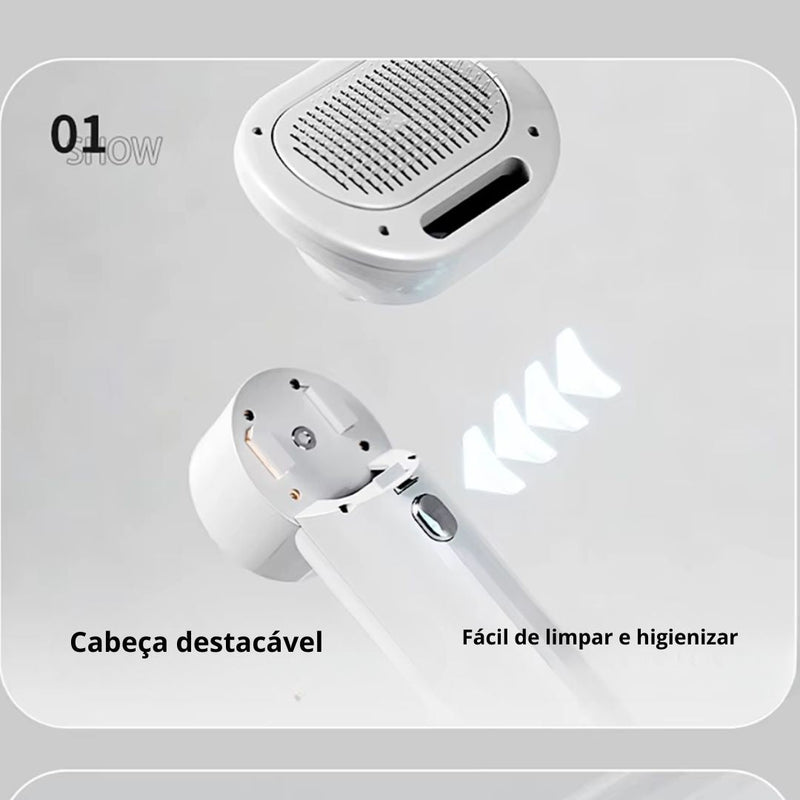 Secador para Pets com Controle de Temperatura | Botão de Expulsão de Pelos nas Cerdas