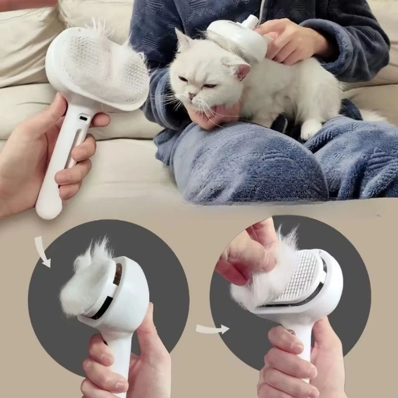 Escova Removedora de Pelos 3 em 1 com Vapor para Cães e Gatos