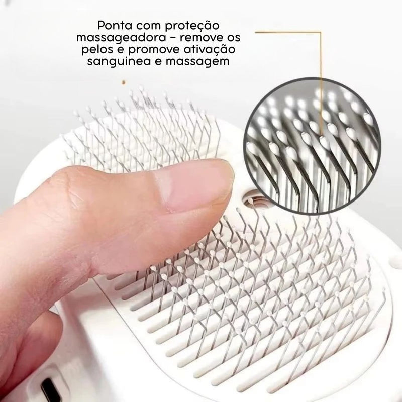 Escova Removedora de Pelos 3 em 1 com Vapor para Cães e Gatos