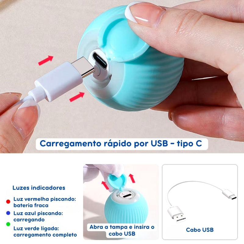 Bola Inteligente Interativa para Pets – Estímulo Físico e Mental com Carregamento USB