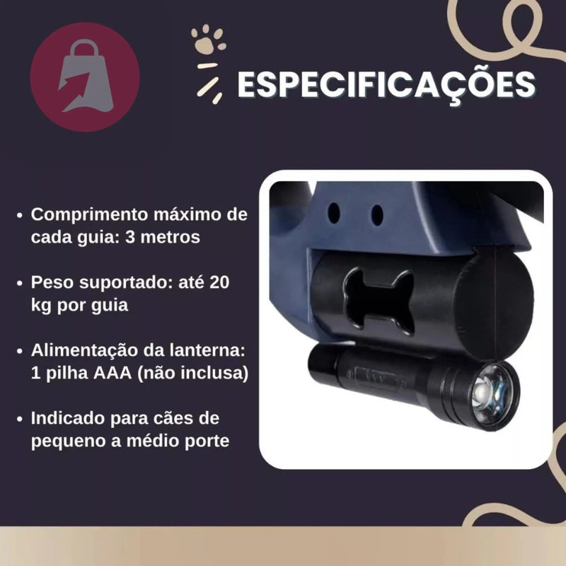 Coleira Dupla com Rotação 360