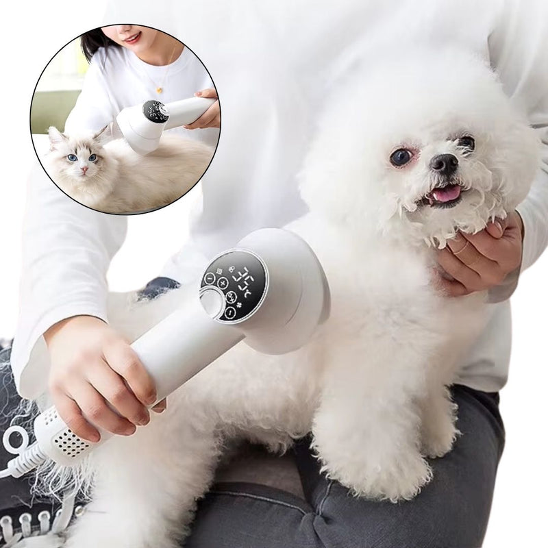 Secador para Pets com Controle de Temperatura | Botão de Expulsão de Pelos nas Cerdas