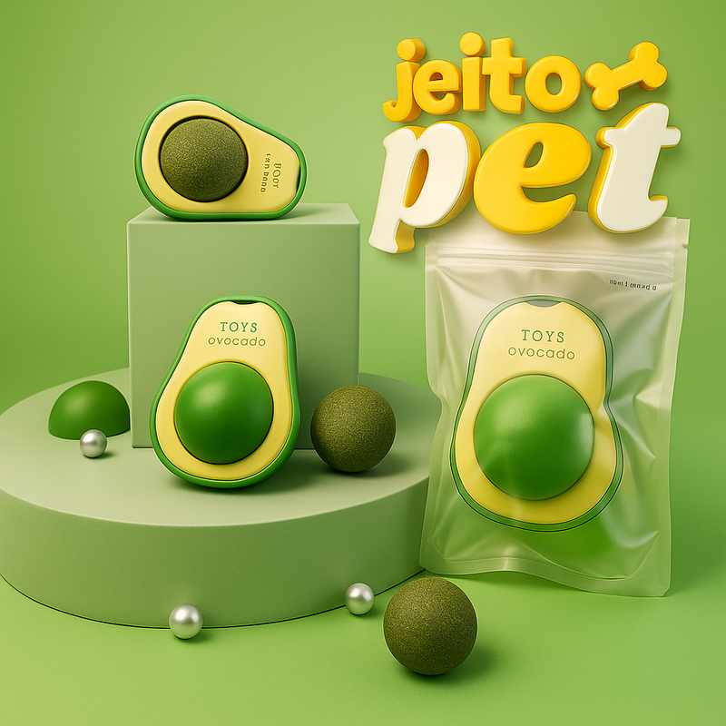 Abacate Interativo com Catnip – Diversão e Estímulo para o Seu Gato